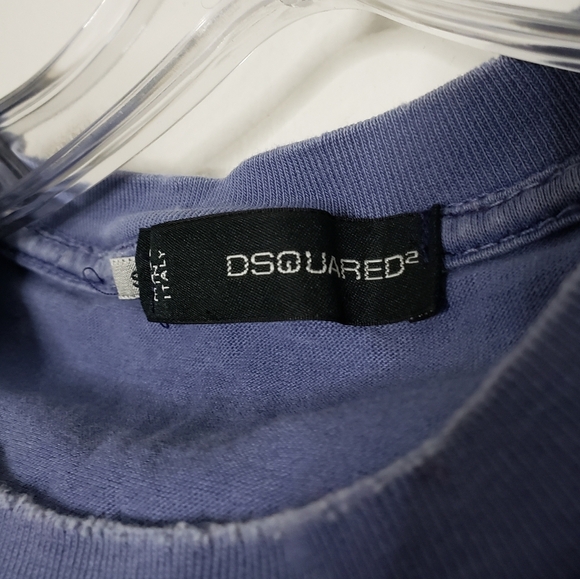 DSquared2 Italian  Logo Print Graphic Tee Shirt Blue Vintage Cotton Unisex Luxe - Picture 10 of 12